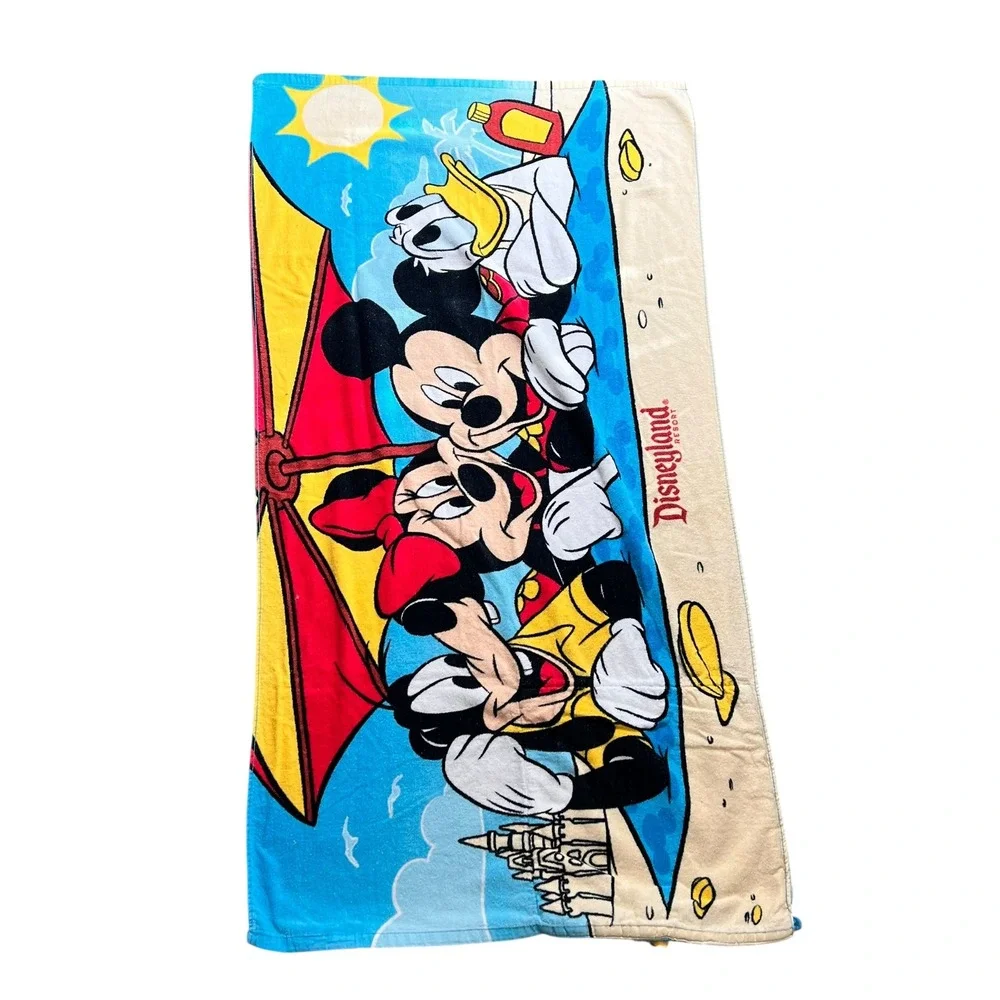 Disneyland Resort Mickey Minnie Goofy Donald Beach Towel Drawstring Backpack Bag